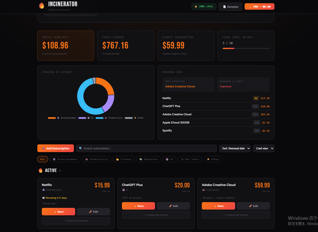 Incinerator Dashboard